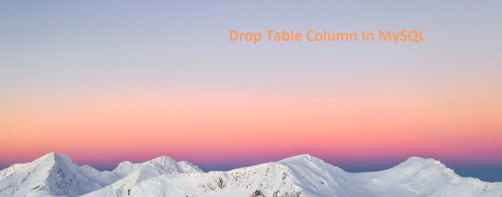 Drop Table Column In MySQL